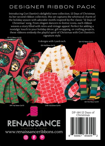 Renaissance Ribbon 12 Days of Christmas Schmuckband-Set 6 Yards nostalgisch
