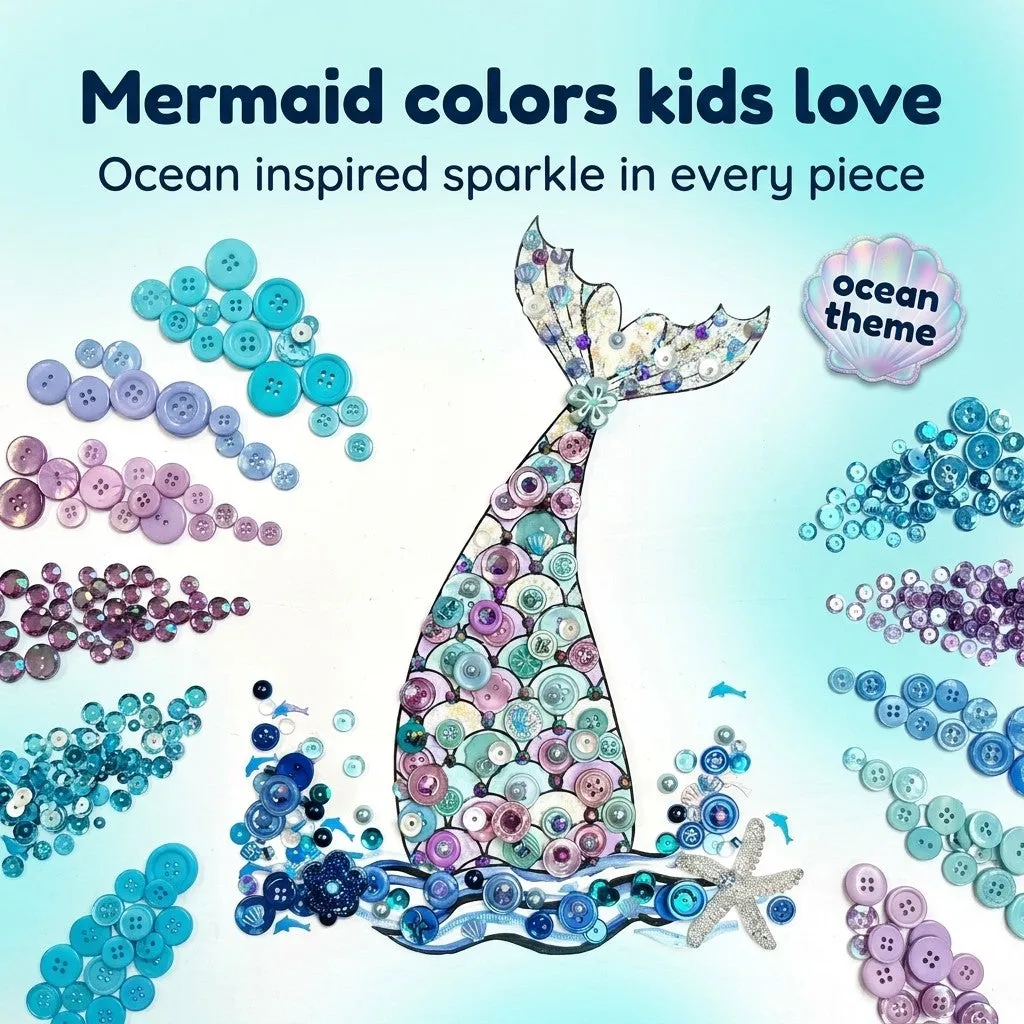 Buttons Galore Mermaid Canvas DIY Craft Kit Bastelset lila