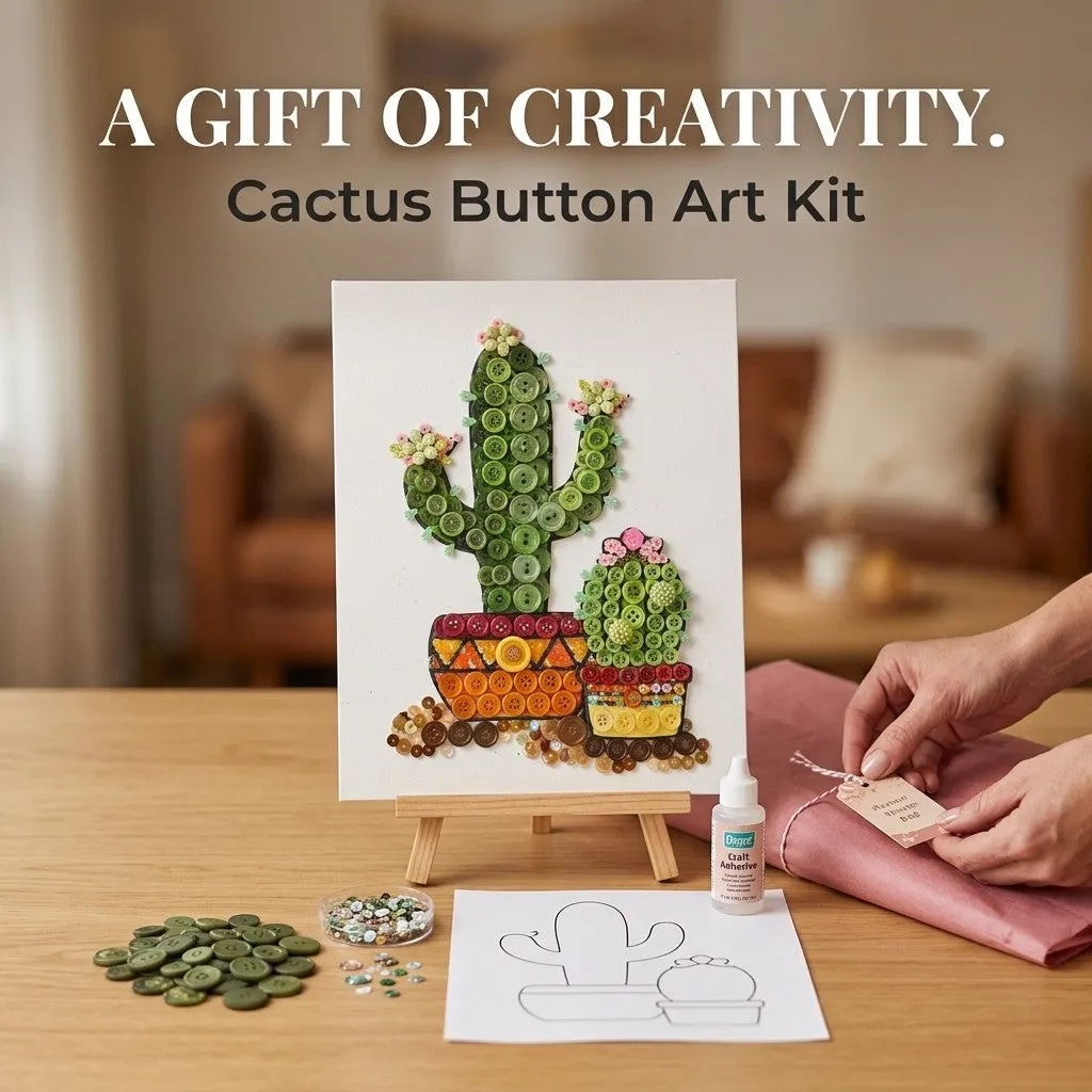 Buttons Galore Cactus Canvas DIY Craft Kit Kaktus Bastelset