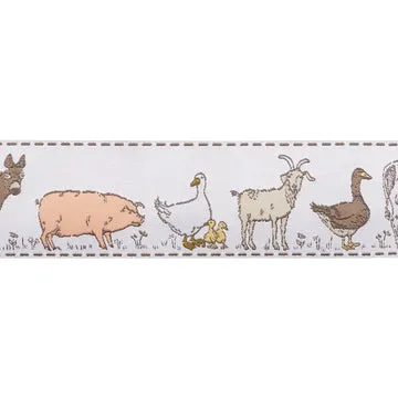 Renaissance Ribbon Farmstead Animal Farm in Linen Jacquardband 1 Yard Tiere