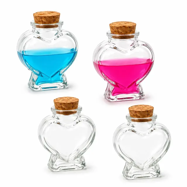 Creativery Herz Glasflaschen 70ml 4 Stück transparent