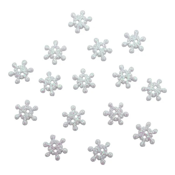 Buttons Galore Winter Shimmer Nähknöpfe 16 St Schneeflocke Glitzer