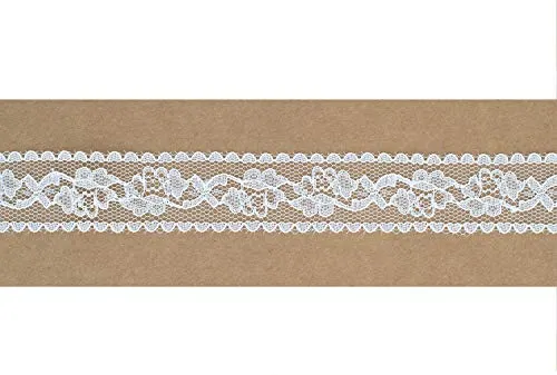 Creativery Spitzenband Rosen 25mm x 10m Weiß