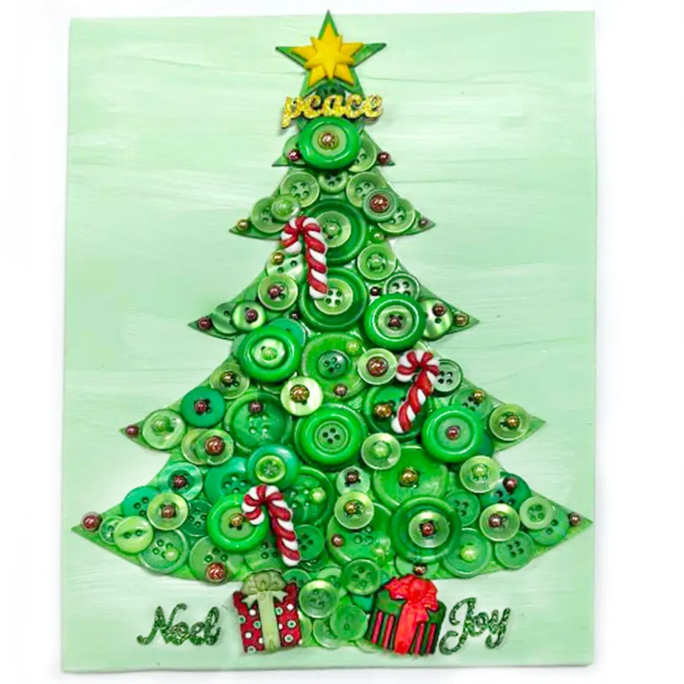 Buttons Galore Christmas Tree Bastelset Leinwand 20x25 cm