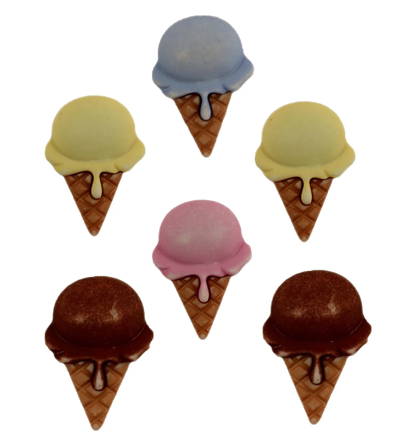 Buttons Galore Fun in the Sun Ice Cream Cones Knöpfe 6-teilig Eis