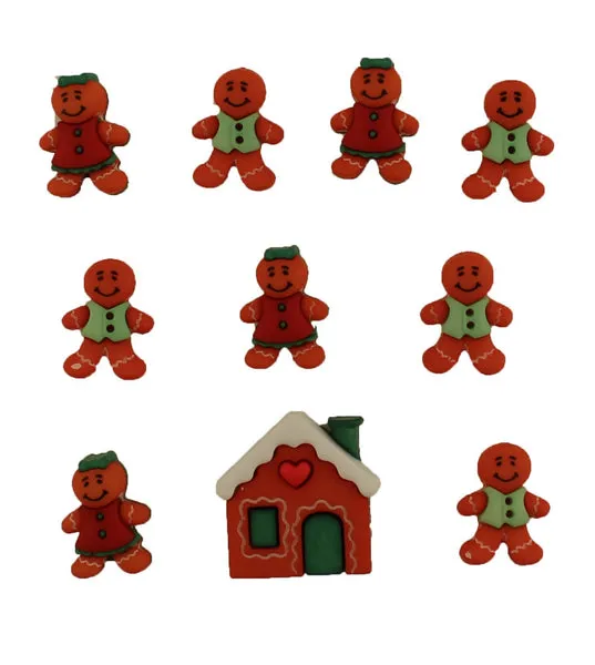 Buttons Galore Gingerbread Cottage Nähknöpfe 10 Stück