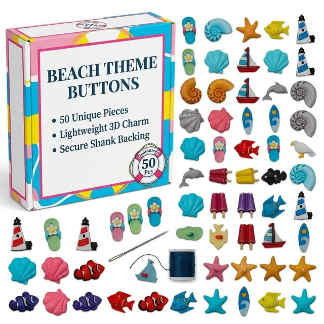 Buttons Galore Summer Nähknöpfe Sommer-Mix 50 Stück