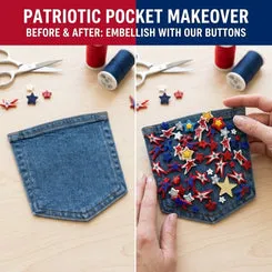 Buttons Galore Patriotic Star Sternknöpfe rot-weiß-blau 50 Stk