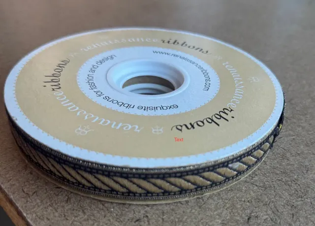 Renaissance Ribbon Metallic Rope Schwarz Borte 16mm 1m