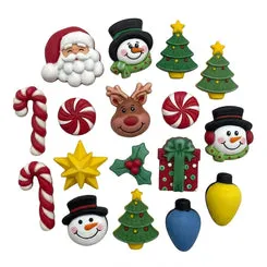 Buttons Galore Holiday Fun Weihnachtsknöpfe 36 Stück mit Öse