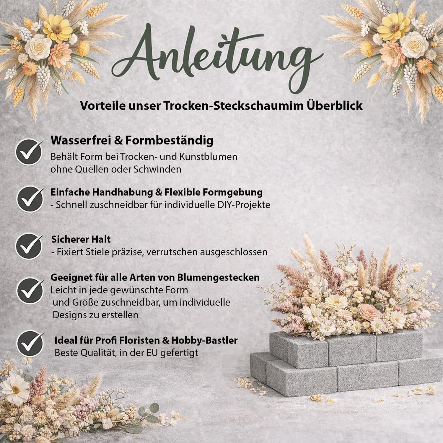 Creativery Steckziegel trocken grau