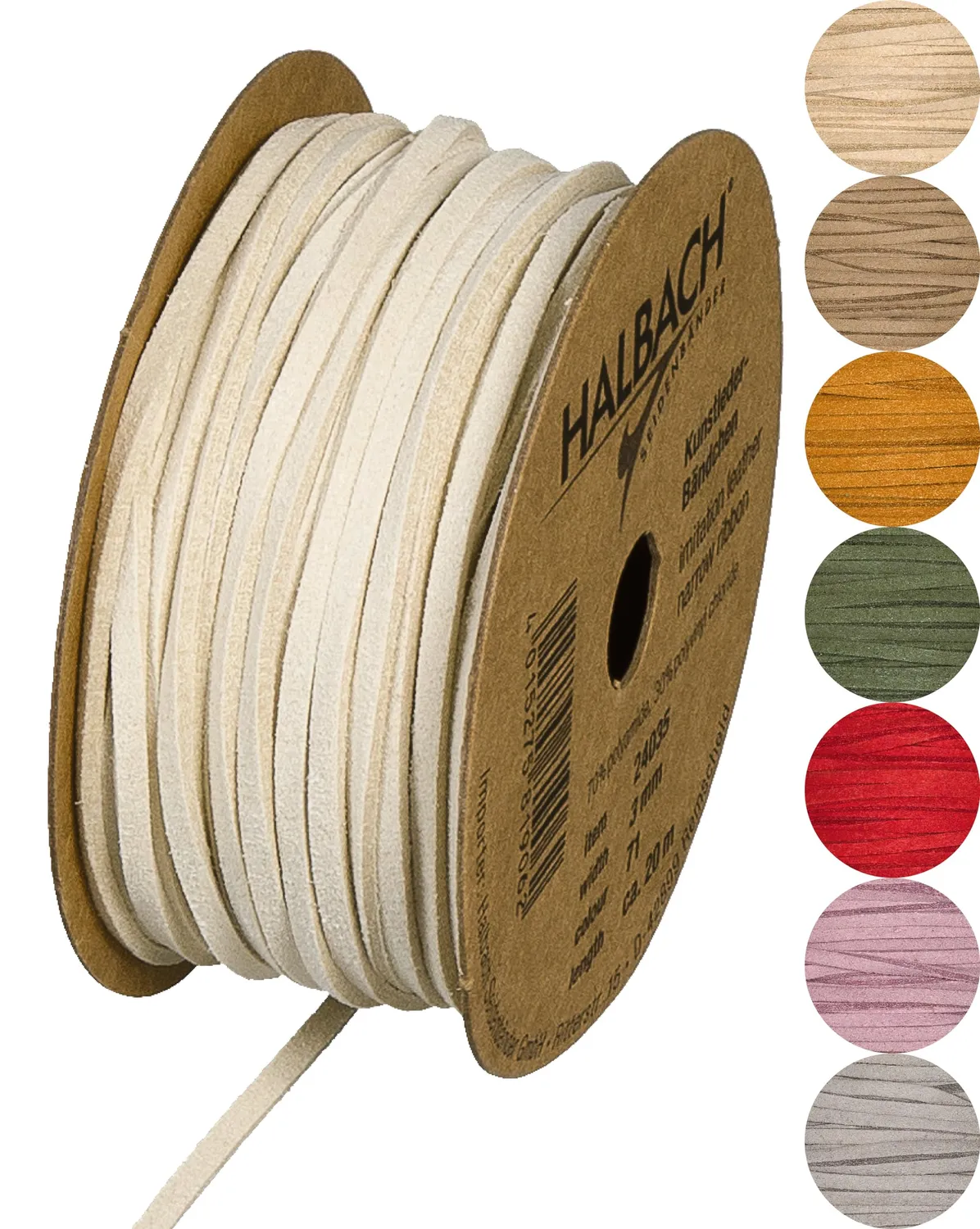 Halbach Kunstlederband 3mm 20 m Rolle vegan