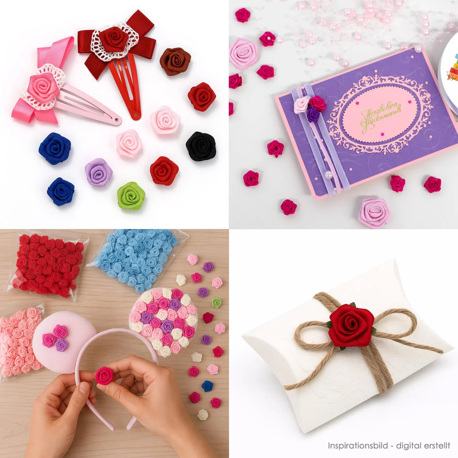 Creativery Satinrosen Stoffrosen farbecht waschbar