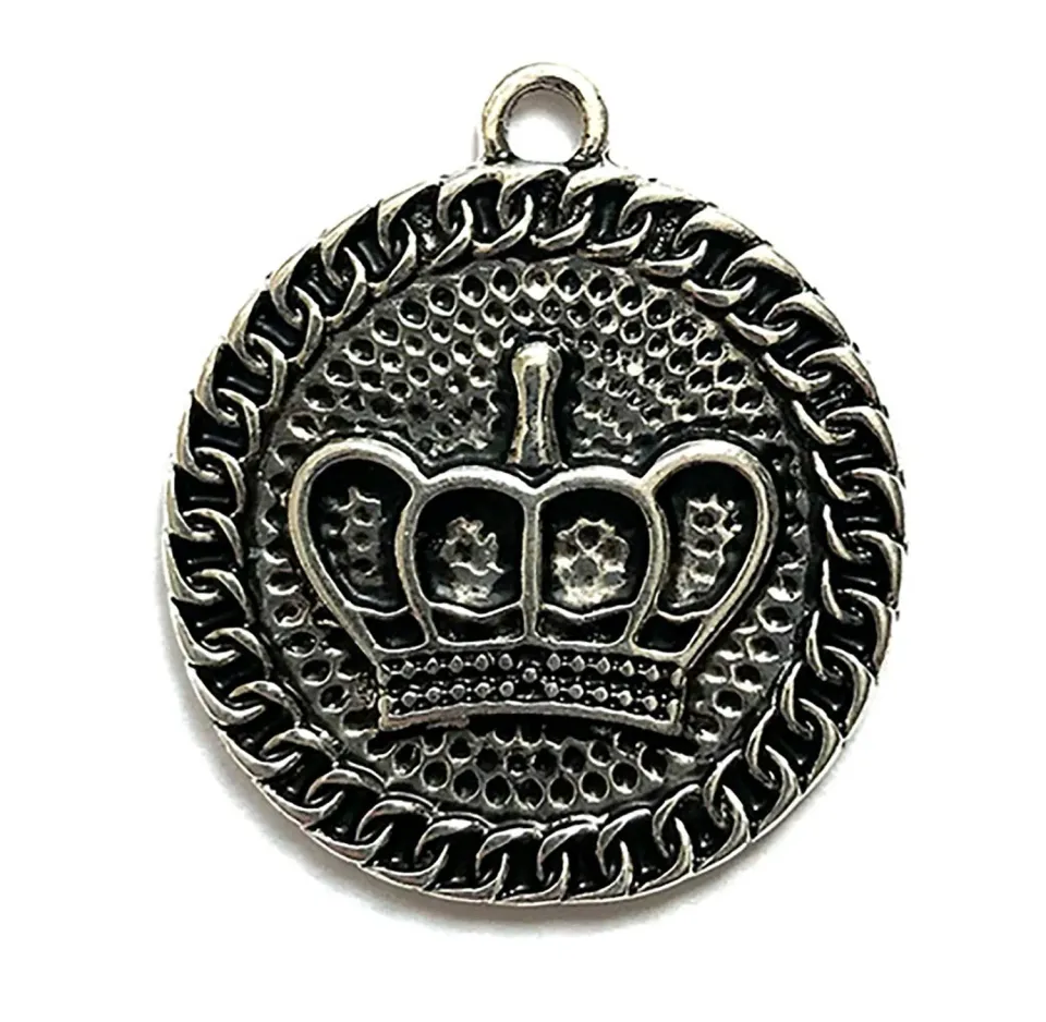 Buttons Galore Crown Charms Anhänger 10 Stück silber