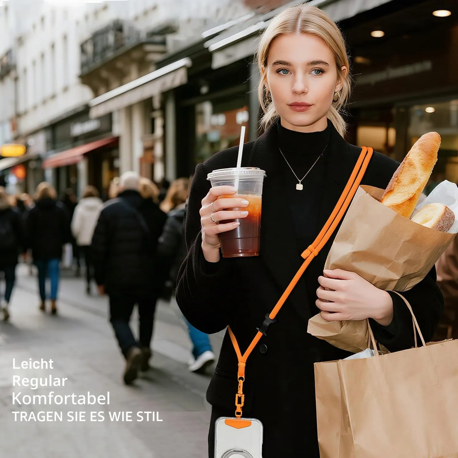 MORSUNBELA Handykette Handyband zum Umhängen verstellbar