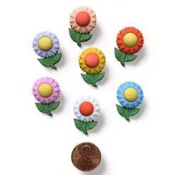 Buttons Galore Floral Frenzy Bastelknöpfe 7 Stück Blumen