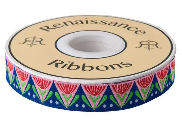 Renaissance Ribbon Jane Sassaman Art Deco Flowers Webband 22mm 1 Yard