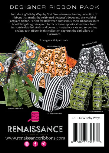 Renaissance Ribbon Witchy Ways Designer Pack 6 Bänder Halloween Polyester