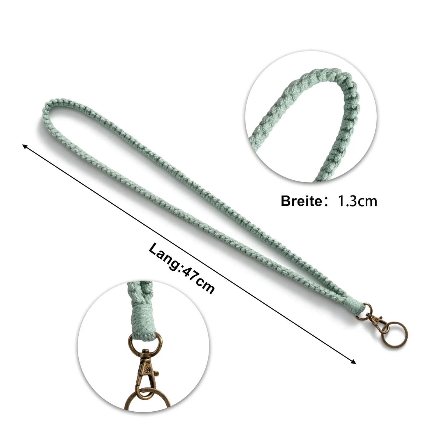 MORSUNBELA Schlüsselband Baumwollschnur Lanyard mit Schlüsselring