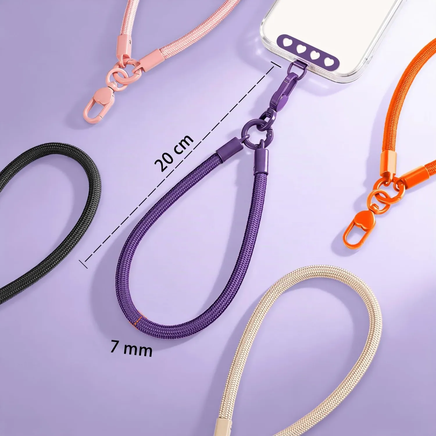 MORSUNBELA Handschlaufe Handykette Kurz Violett 15 cm
