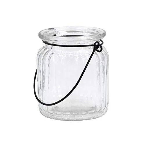 Creativery Windlichtglas 8x9cm Teelichthalter 4er Set mit Henkel