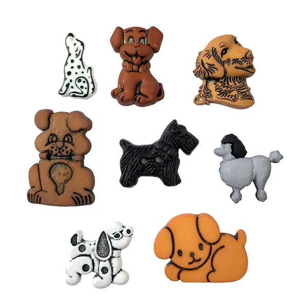 Buttons Galore Dog Daze Knöpfe 8 Stück sortiert