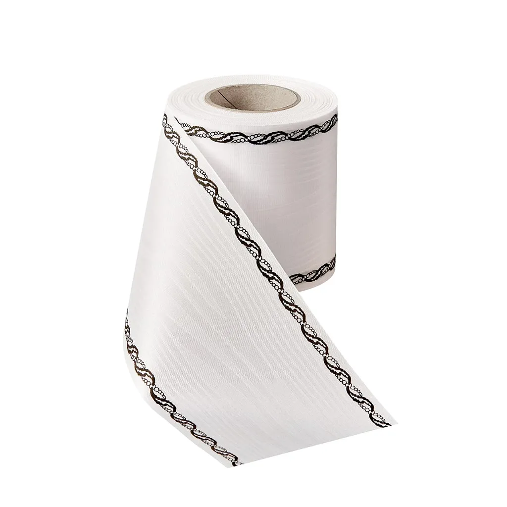 ALJO DESIGN Moiré-Kranzband mit Perlenkette-Rand 25 m Rolle Prägung