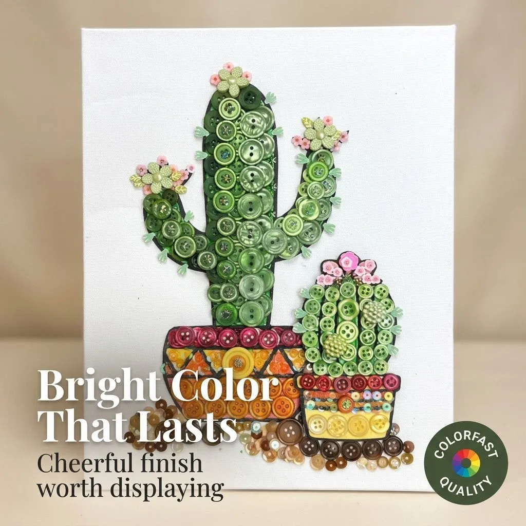 Buttons Galore Cactus Canvas DIY Craft Kit Kaktus Bastelset