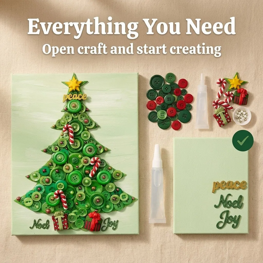 Buttons Galore Christmas Tree Bastelset Leinwand 20x25 cm