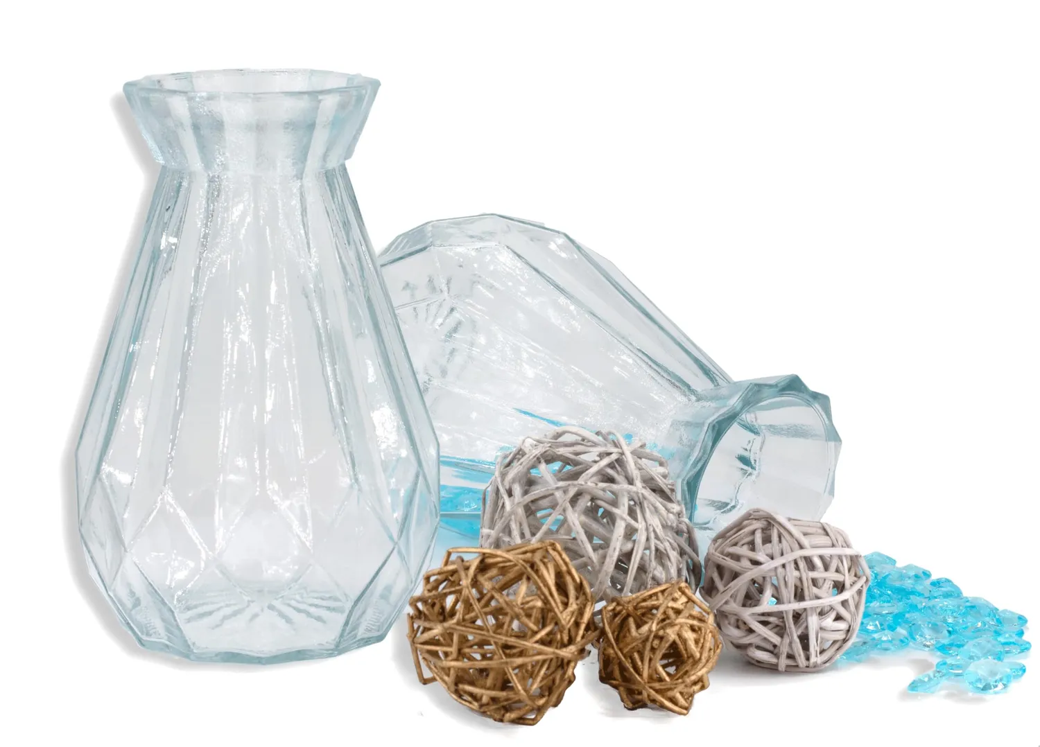 Creativery Vase Glas Diamant Muster 330 ml 14,5 cm