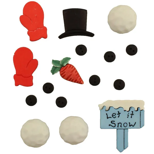 Buttons Galore Snowman Parts Knopf 16 Stück Winter
