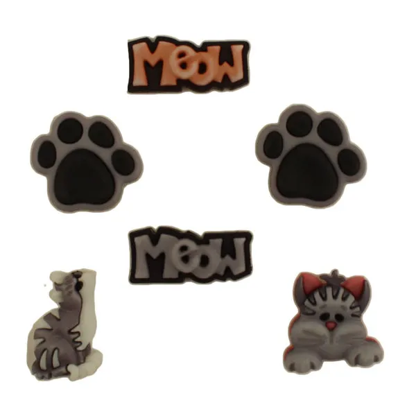 Buttons Galore Pets and Pals Cats Meow Knöpfe 2,5cm 6 Stk