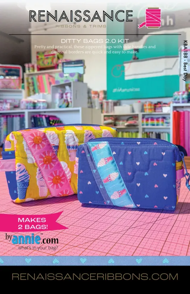 Renaissance Ribbon Ditty Bags 2.0 Nähset Baumwolle Reißverschluss
