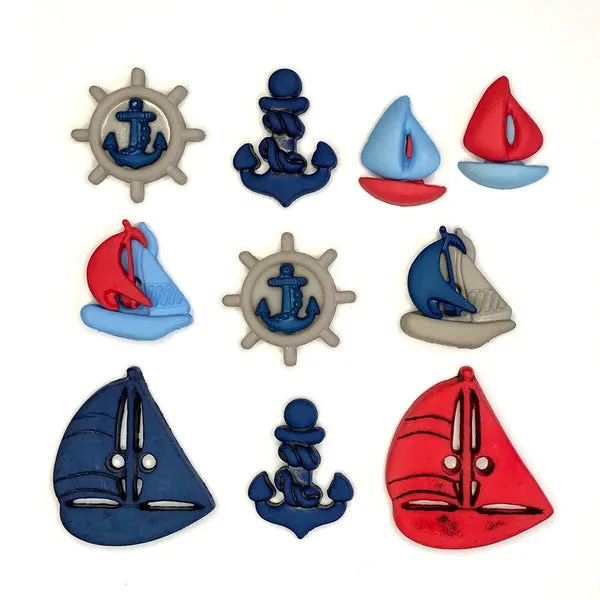 Buttons Galore Nautical Come Sail Away Knöpfe 10 Stück