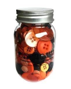 Buttons Galore Halloween Knöpfe Glas Orange Schwarz ca. 200 Stück