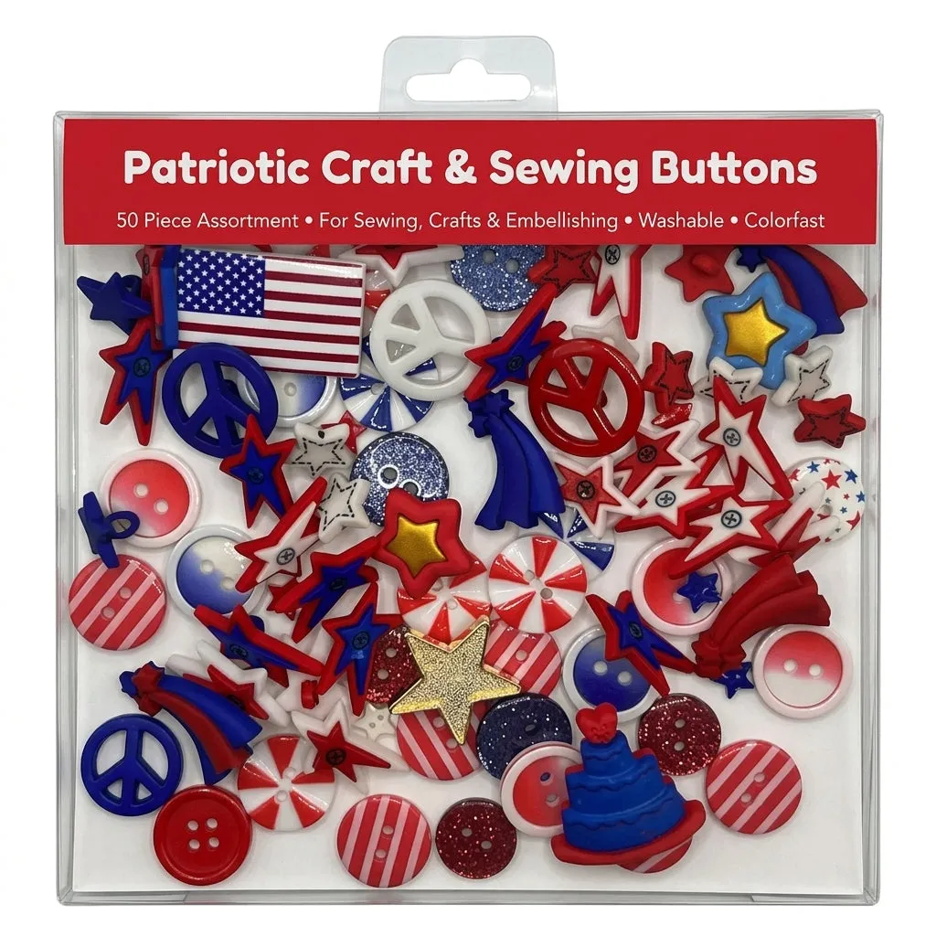 Buttons Galore Patriotic Nähknöpfe rot-weiß-blau 50 Stück