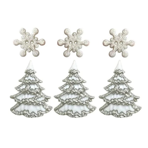 Buttons Galore White Christmas Knöpfe weiß 6 Stück Winter