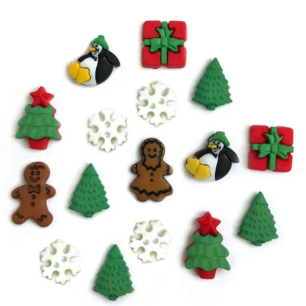 Buttons Galore Christmas Minis Nähknöpfe 16 Stk Festtag