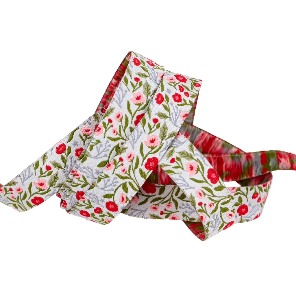 Renaissance Ribbon Berry and Pine Christmas Posies Webband 1 Yard