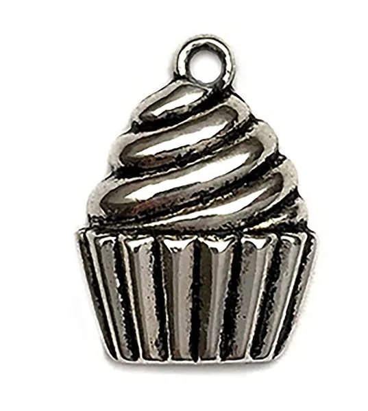 Buttons Galore Cupcake Charms Schmuckanhänger silber 10 Stk