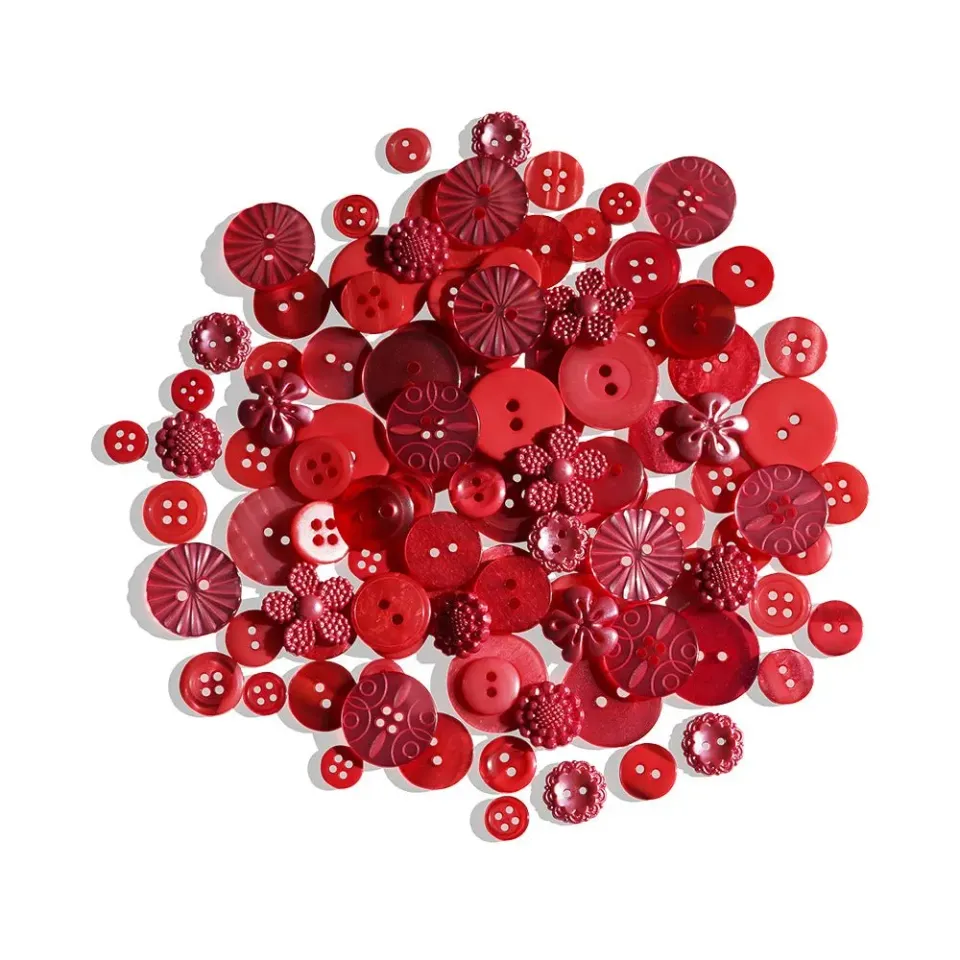 Buttons Galore Strawberry Daiquiri Nähknöpfe 100 Stück Rot