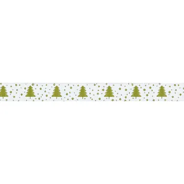 Renaissance Ribbon Berry and Pine Little Trees in Snow Jacquardband 5/8 Zoll