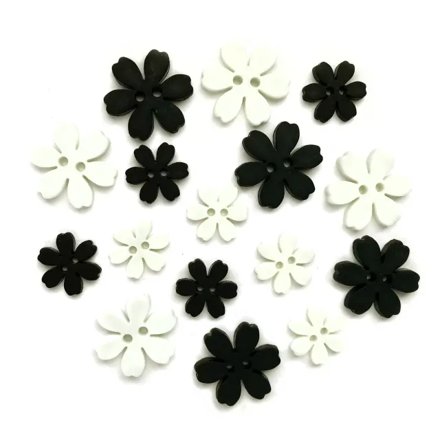 Buttons Galore Flower Power Boutonniere Nähknöpfe 16-teilig Blume