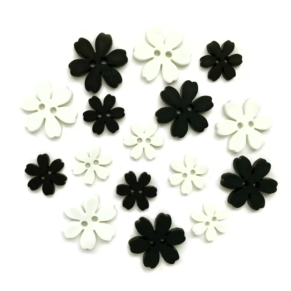 Buttons Galore Flower Power Boutonniere Nähknöpfe 16-teilig Blume