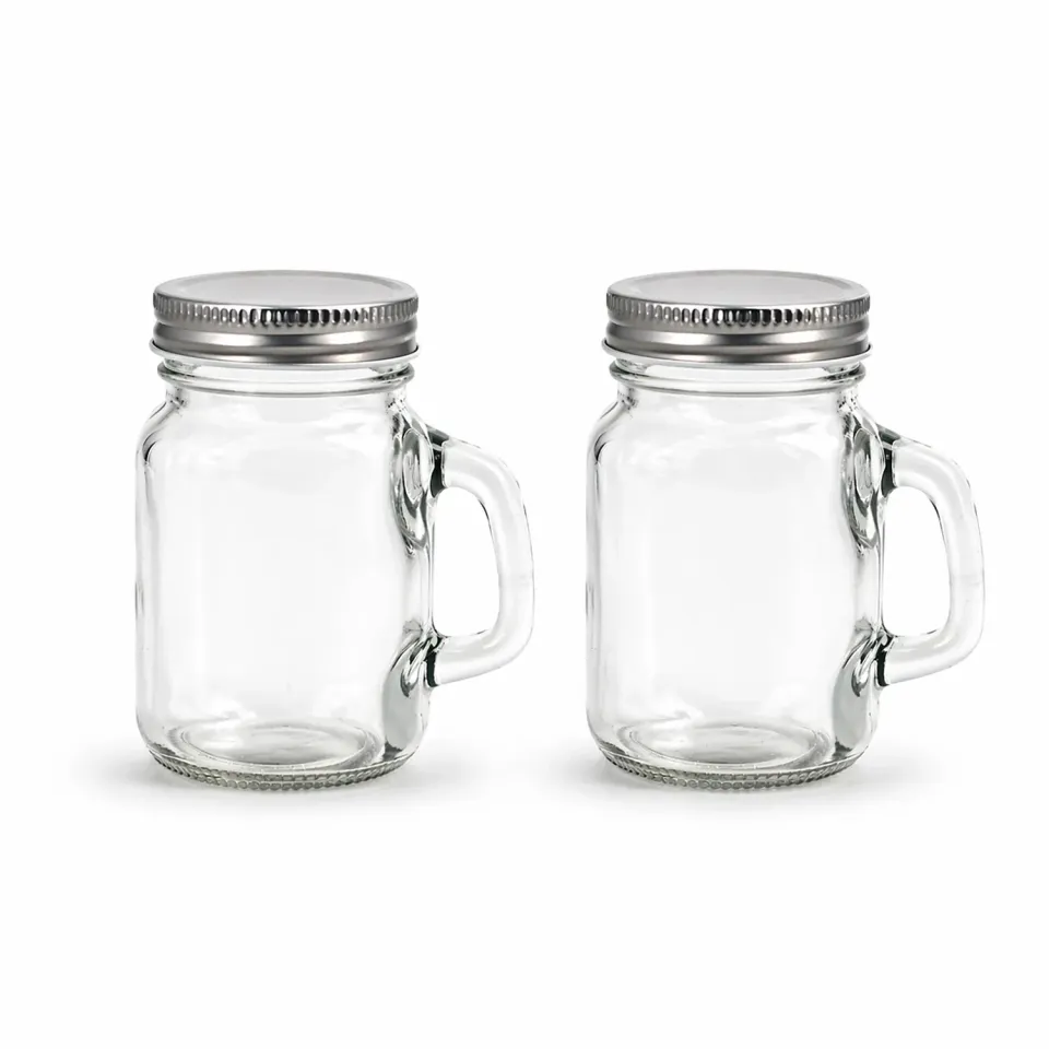 Creativery Glastassen mit Henkel klar 120 ml 2 Stück mit Deckel