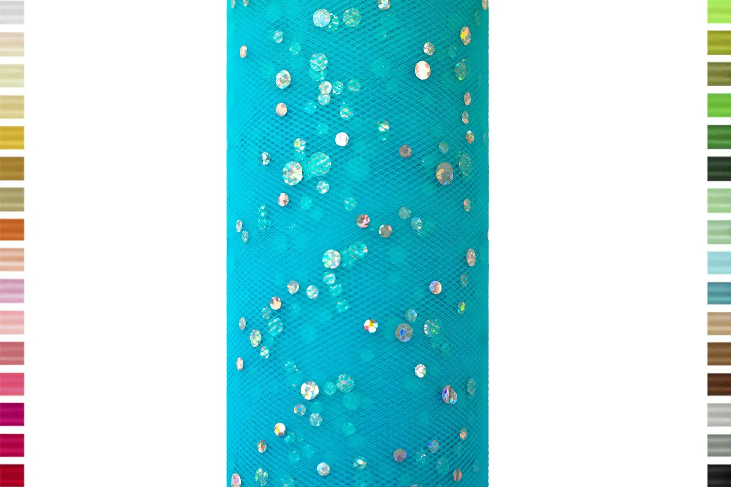 Creativery Glitzer Punkte Tüllband 15cm x 9m Pailletten