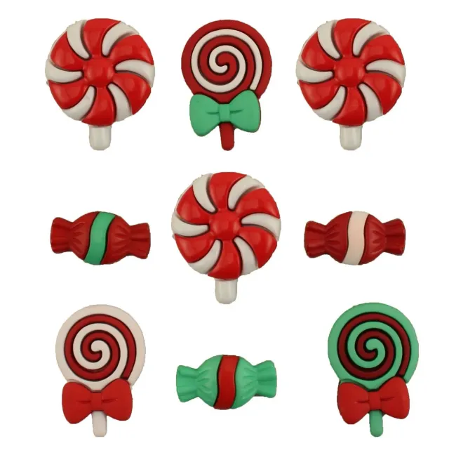 Buttons Galore Christmas Candy Nähknöpfe 9 St Bonbon