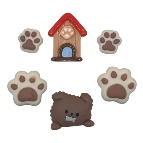 Buttons Galore Flatbackz Pup Patrol Hunde 6 Stück 19-25 mm