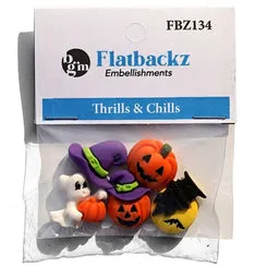 Buttons Galore Flatbackz Thrills Chills Halloween 5 Stk