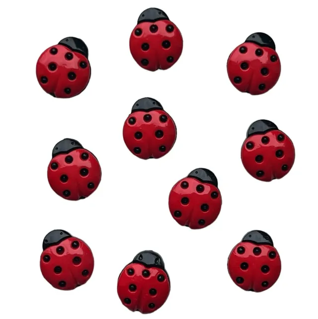 Buttons Galore Lady Beetle Knöpfe 10 Stück Marienkäfer rot
